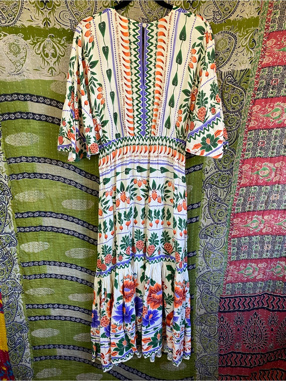 FARM Rio for Anthropologie Printed V-Neck Kaftan Maxi Cut-Out Dress Size Small - Picture 11 of 15